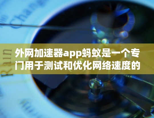 外网加速器app蚂蚁是一个专门用于测试和优化网络速度的工具。以下是关于蚂蚁加速器的详细介绍 外网加速器app蚂蚁是一个专门用于测试和优化网络速度的工具。以下是关于蚂蚁加速器的详细介绍