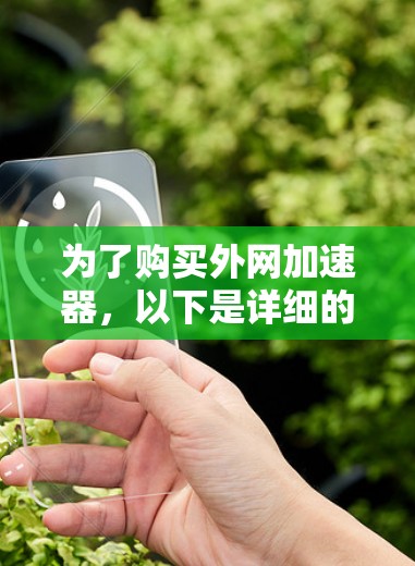 为了购买外网加速器,以下是详细的步骤和建议 为了购买外网加速器,以下是详细的步骤和建议